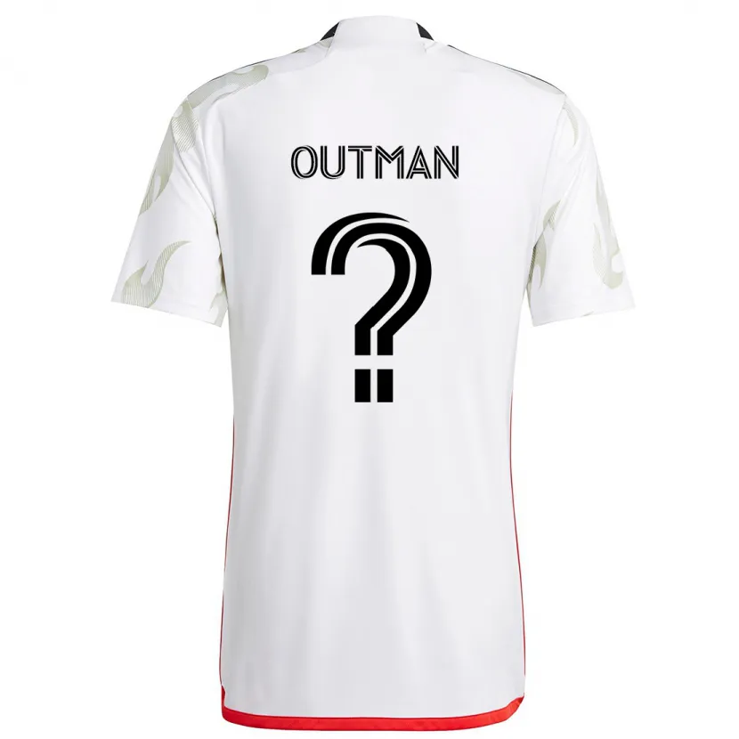 Danxen Niño Camiseta Bryce Outman #0 Blanco Rojo Negro 2ª Equipación 2024/25 La Camisa