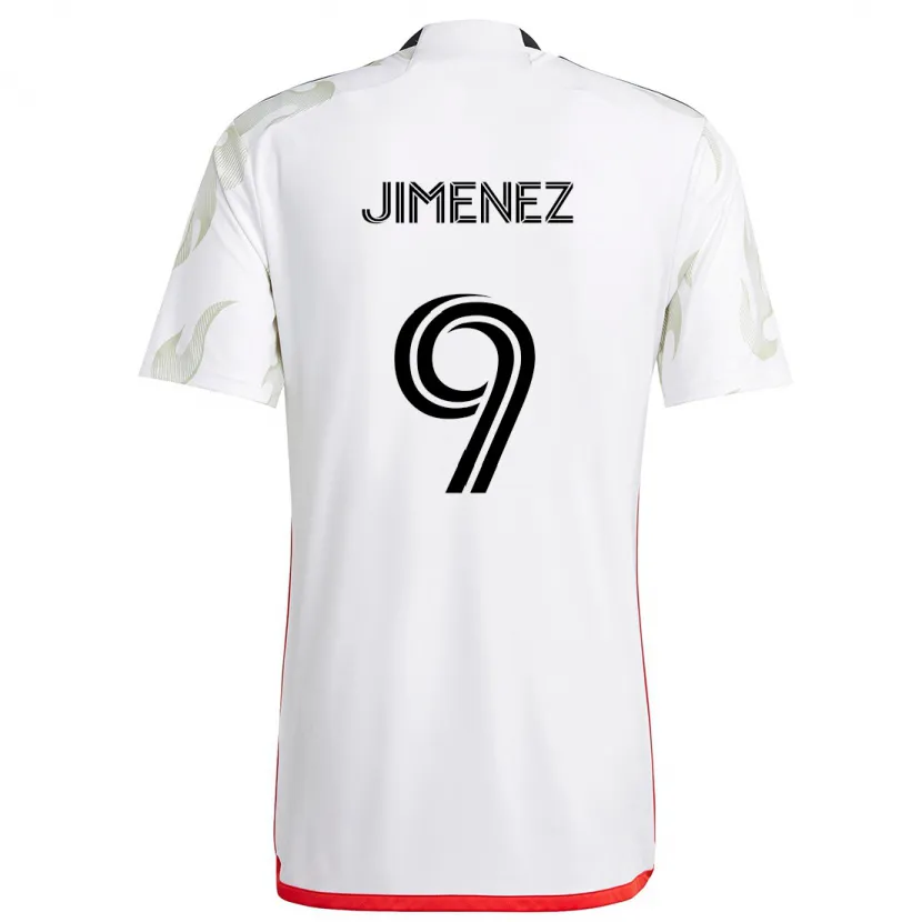 Danxen Niño Camiseta Jesús Jiménez #9 Blanco Rojo Negro 2ª Equipación 2024/25 La Camisa