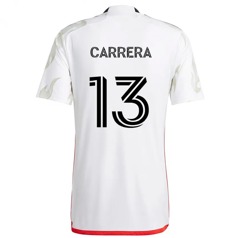 Danxen Niño Camiseta Antonio Carrera #13 Blanco Rojo Negro 2ª Equipación 2024/25 La Camisa