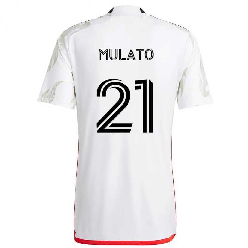 Danxen Niño Camiseta José Mulato #21 Blanco Rojo Negro 2ª Equipación 2024/25 La Camisa