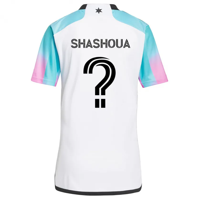 Danxen Niño Camiseta Samuel Shashoua #0 Blanco Azul Negro 2ª Equipación 2024/25 La Camisa