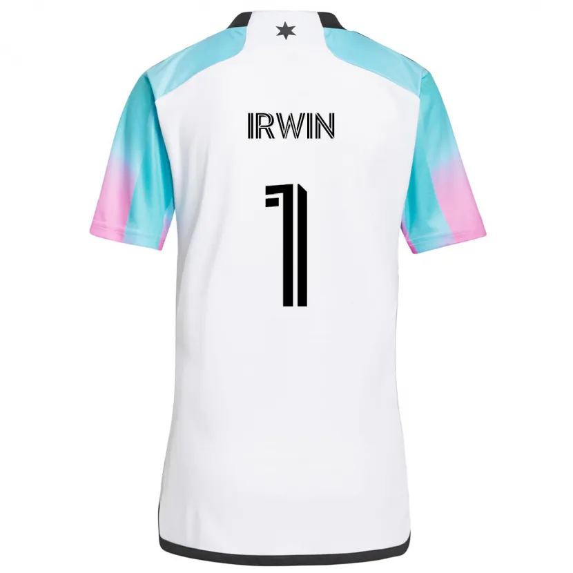 Danxen Niño Camiseta Clint Irwin #1 Blanco Azul Negro 2ª Equipación 2024/25 La Camisa