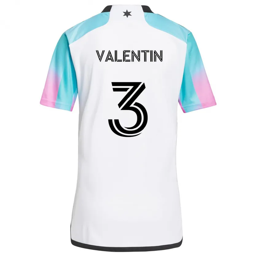 Danxen Niño Camiseta Zarek Valentin #3 Blanco Azul Negro 2ª Equipación 2024/25 La Camisa