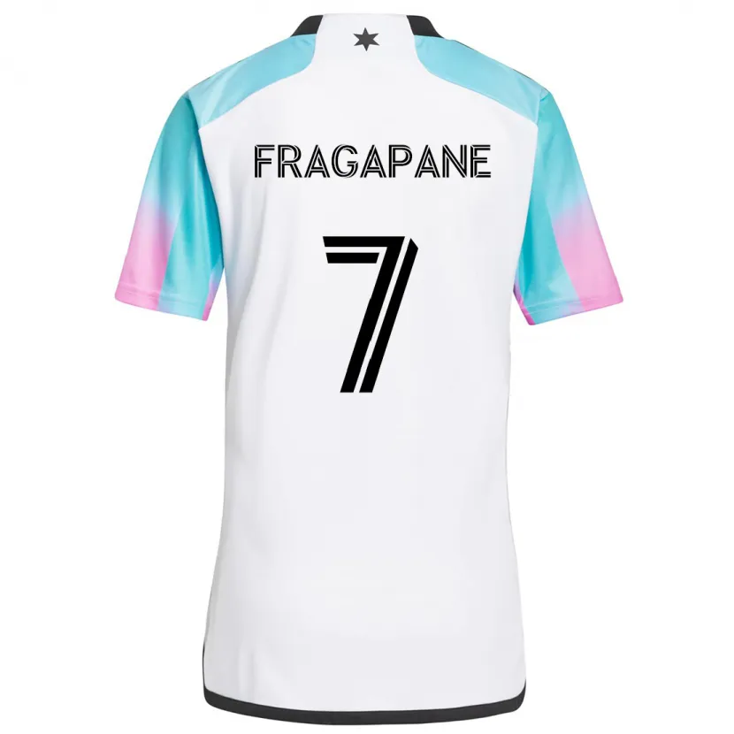 Danxen Niño Camiseta Franco Fragapane #7 Blanco Azul Negro 2ª Equipación 2024/25 La Camisa