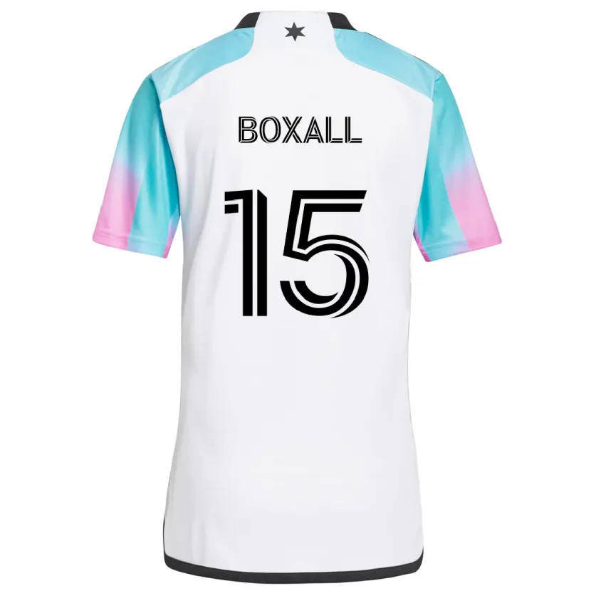 Danxen Niño Camiseta Michael Boxall #15 Blanco Azul Negro 2ª Equipación 2024/25 La Camisa