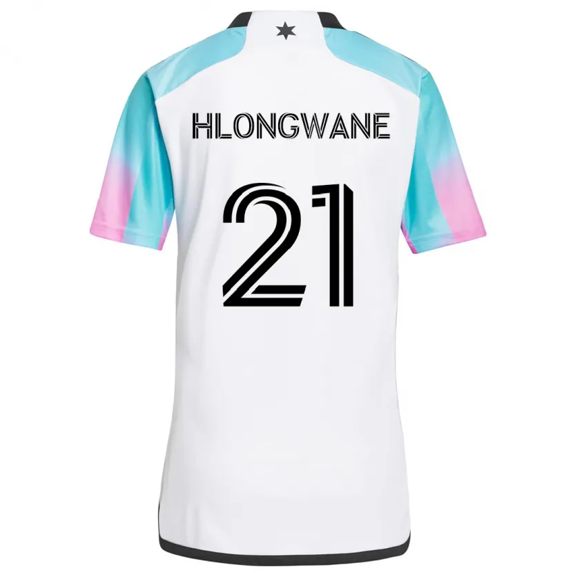 Danxen Niño Camiseta Bongokuhle Hlongwane #21 Blanco Azul Negro 2ª Equipación 2024/25 La Camisa