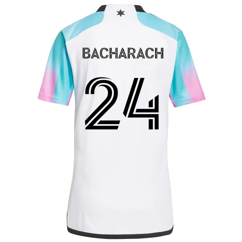 Danxen Niño Camiseta Hugo Bacharach #24 Blanco Azul Negro 2ª Equipación 2024/25 La Camisa