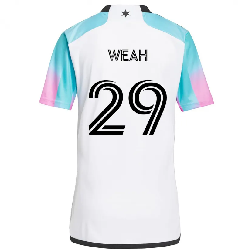 Danxen Niño Camiseta Patrick Weah #29 Blanco Azul Negro 2ª Equipación 2024/25 La Camisa