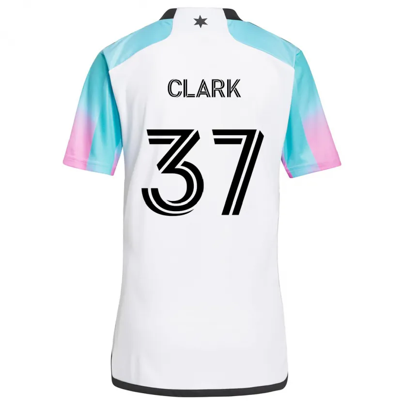 Danxen Niño Camiseta Caden Clark #37 Blanco Azul Negro 2ª Equipación 2024/25 La Camisa