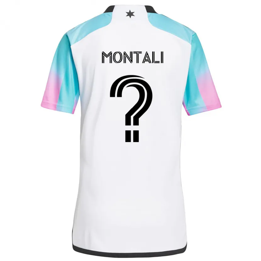 Danxen Niño Camiseta Francesco Montali #0 Blanco Azul Negro 2ª Equipación 2024/25 La Camisa