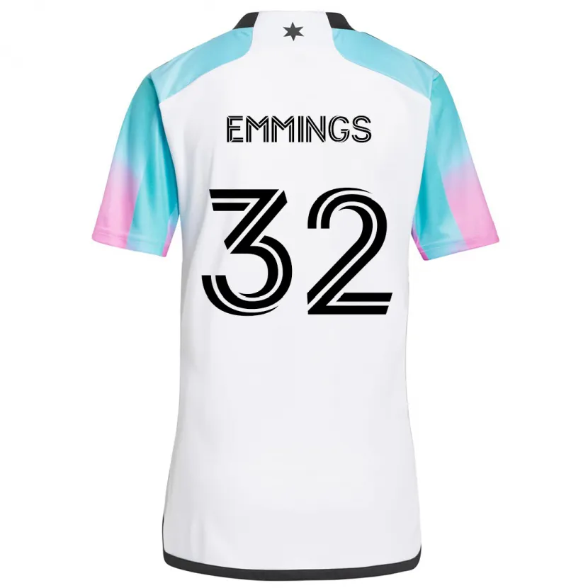 Danxen Niño Camiseta Fred Emmings #32 Blanco Azul Negro 2ª Equipación 2024/25 La Camisa