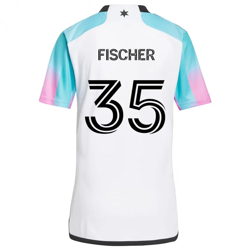 Danxen Niño Camiseta Britton Fischer #35 Blanco Azul Negro 2ª Equipación 2024/25 La Camisa