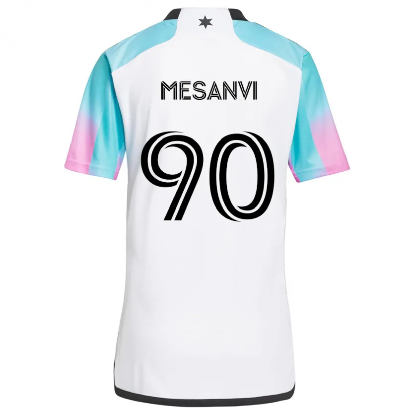 Danxen Niño Camiseta Loïc Mesanvi #90 Blanco Azul Negro 2ª Equipación 2024/25 La Camisa