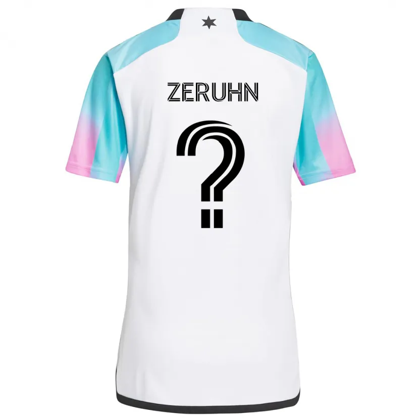 Danxen Niño Camiseta Kai Zeruhn #0 Blanco Azul Negro 2ª Equipación 2024/25 La Camisa