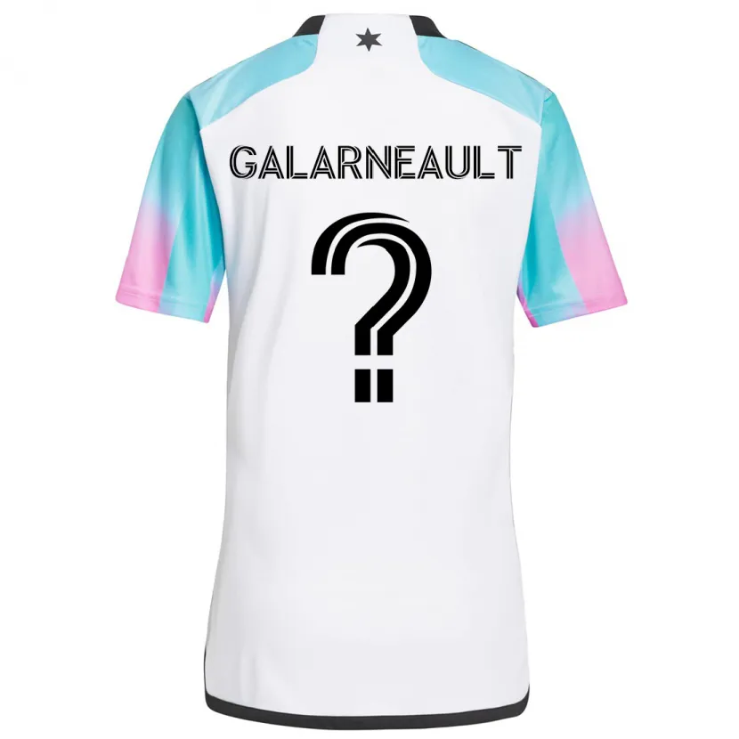 Danxen Niño Camiseta Benjamin Galarneault #0 Blanco Azul Negro 2ª Equipación 2024/25 La Camisa