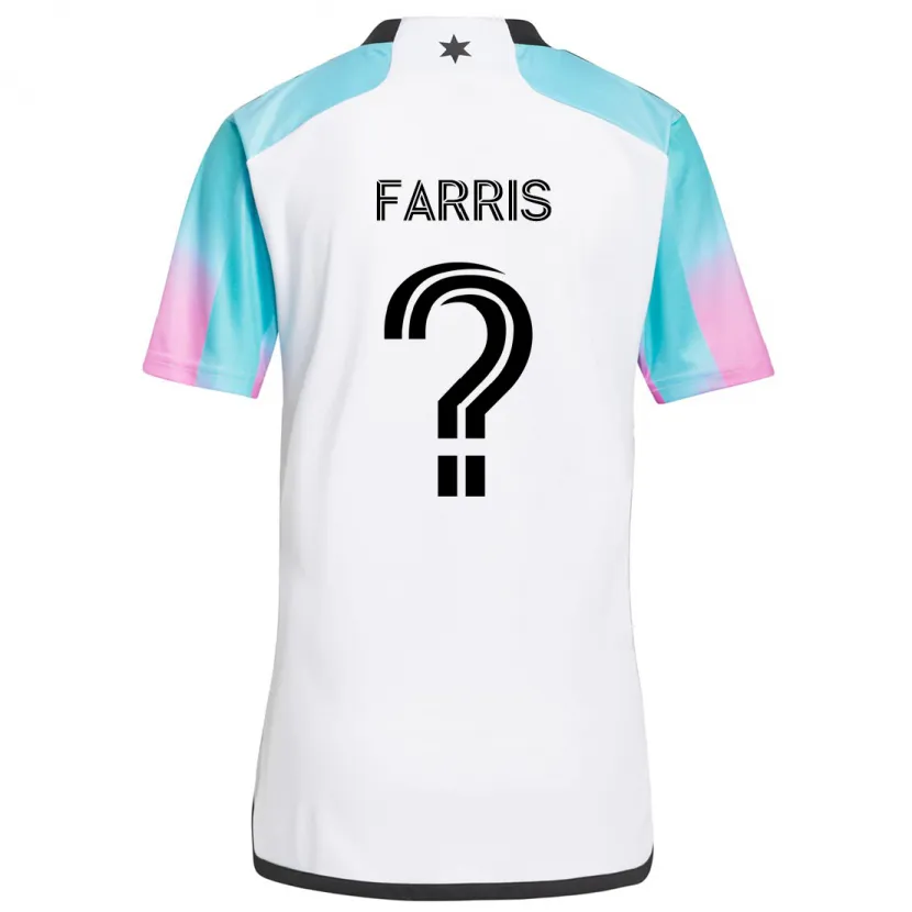 Danxen Niño Camiseta John Farris #0 Blanco Azul Negro 2ª Equipación 2024/25 La Camisa