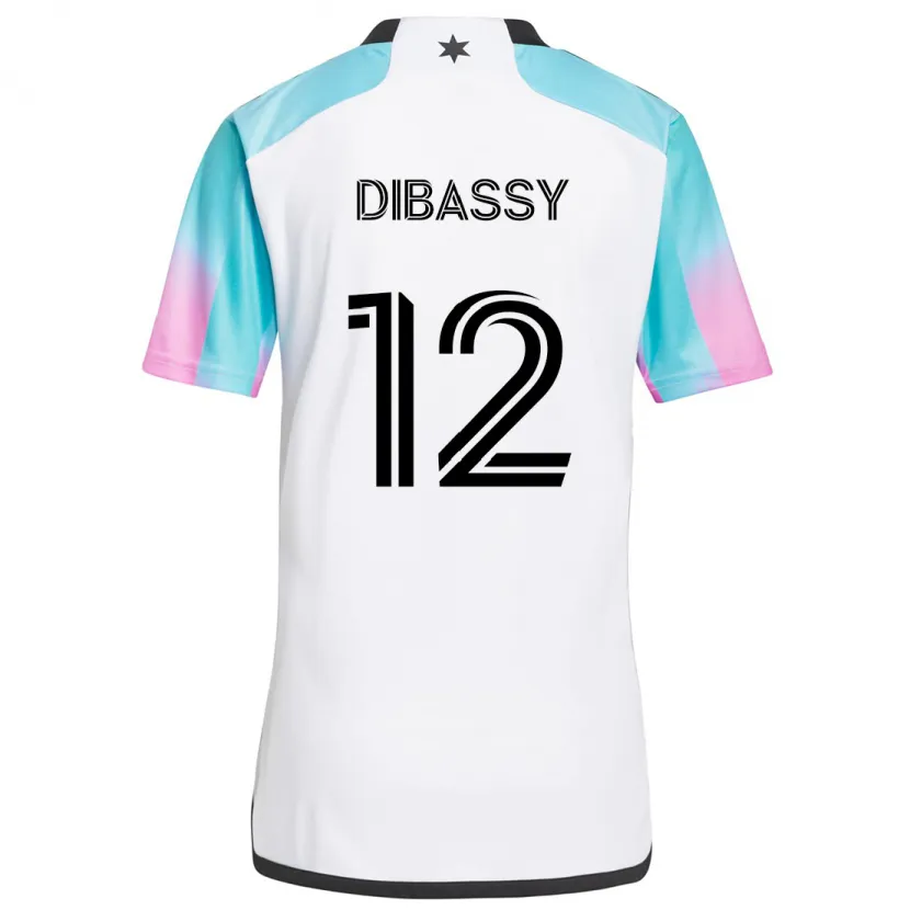 Danxen Niño Camiseta Bakaye Dibassy #12 Blanco Azul Negro 2ª Equipación 2024/25 La Camisa