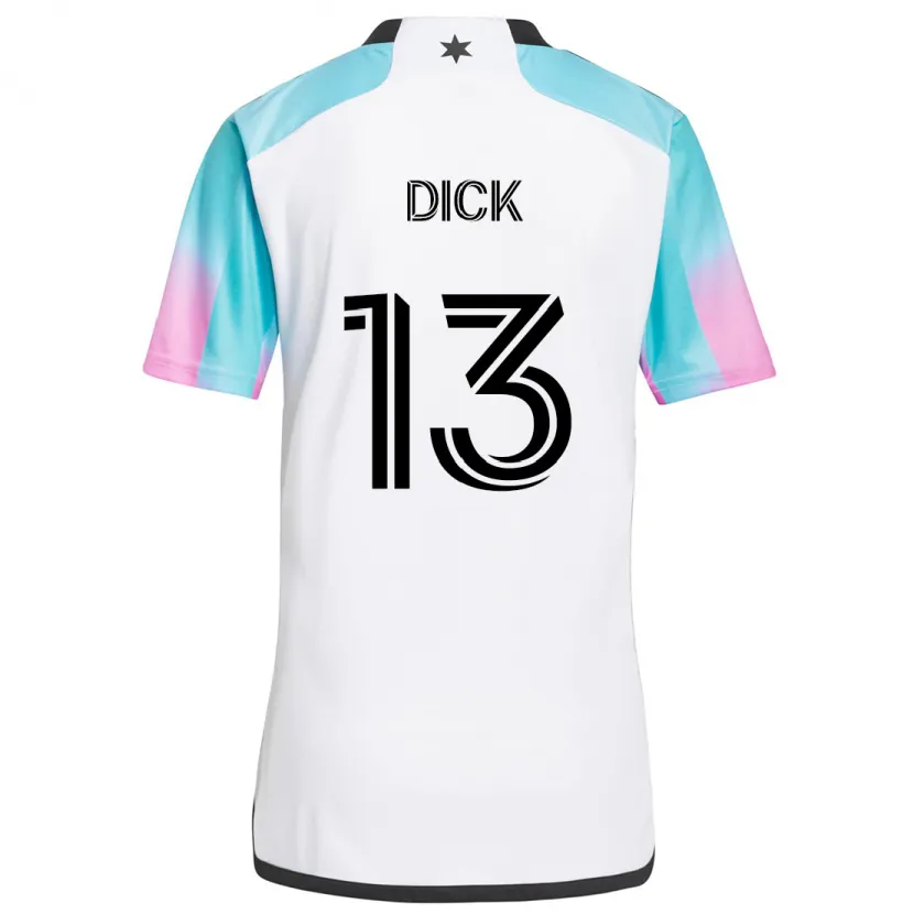 Danxen Niño Camiseta Eric Dick #13 Blanco Azul Negro 2ª Equipación 2024/25 La Camisa