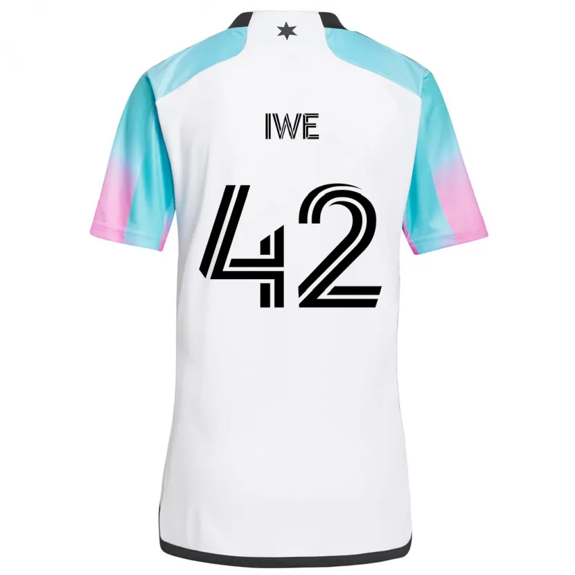 Danxen Niño Camiseta Emmanuel Iwe #42 Blanco Azul Negro 2ª Equipación 2024/25 La Camisa