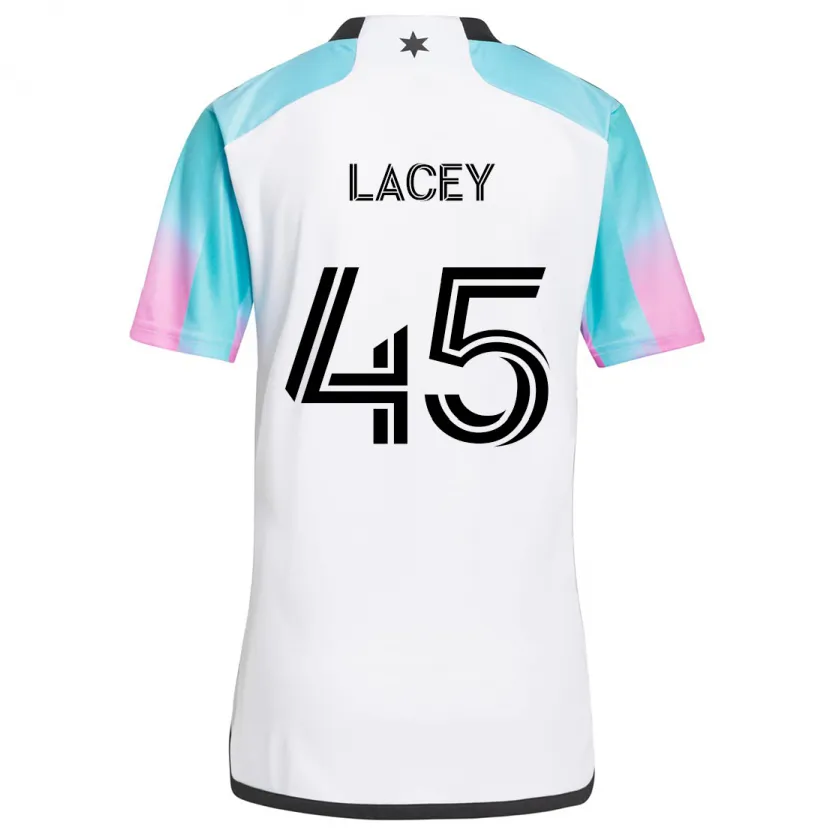 Danxen Niño Camiseta Kameron Lacey #45 Blanco Azul Negro 2ª Equipación 2024/25 La Camisa