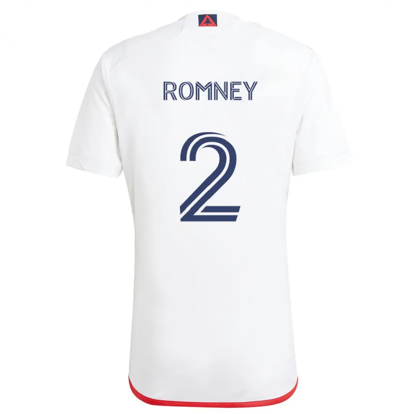 Danxen Niño Camiseta Dave Romney #2 Blanco Rojo 2ª Equipación 2024/25 La Camisa