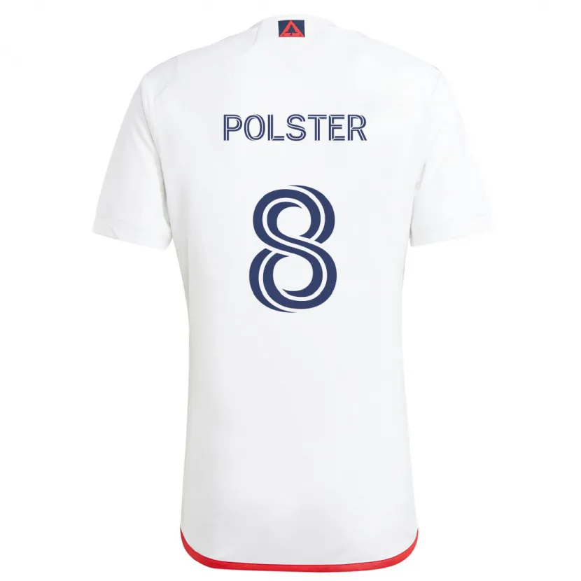 Danxen Niño Camiseta Matt Polster #8 Blanco Rojo 2ª Equipación 2024/25 La Camisa