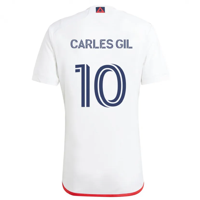 Danxen Niño Camiseta Carles Gil #10 Blanco Rojo 2ª Equipación 2024/25 La Camisa