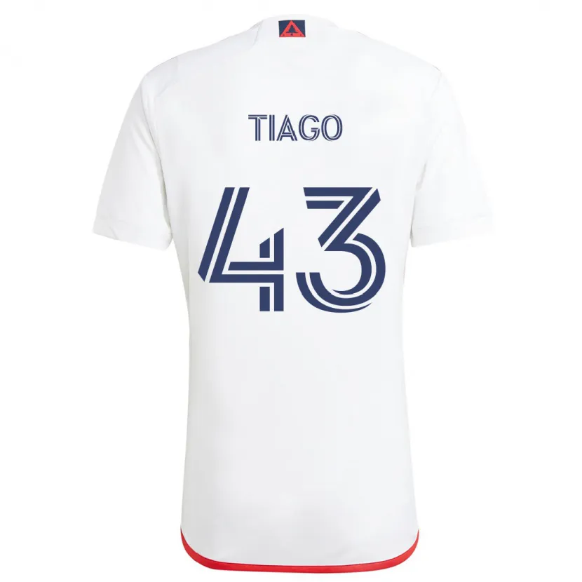 Danxen Niño Camiseta Tiago #43 Blanco Rojo 2ª Equipación 2024/25 La Camisa