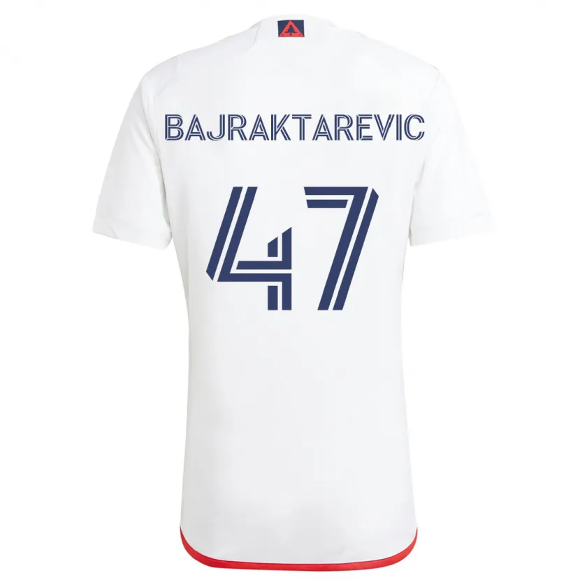 Danxen Niño Camiseta Esmir Bajraktarević #47 Blanco Rojo 2ª Equipación 2024/25 La Camisa