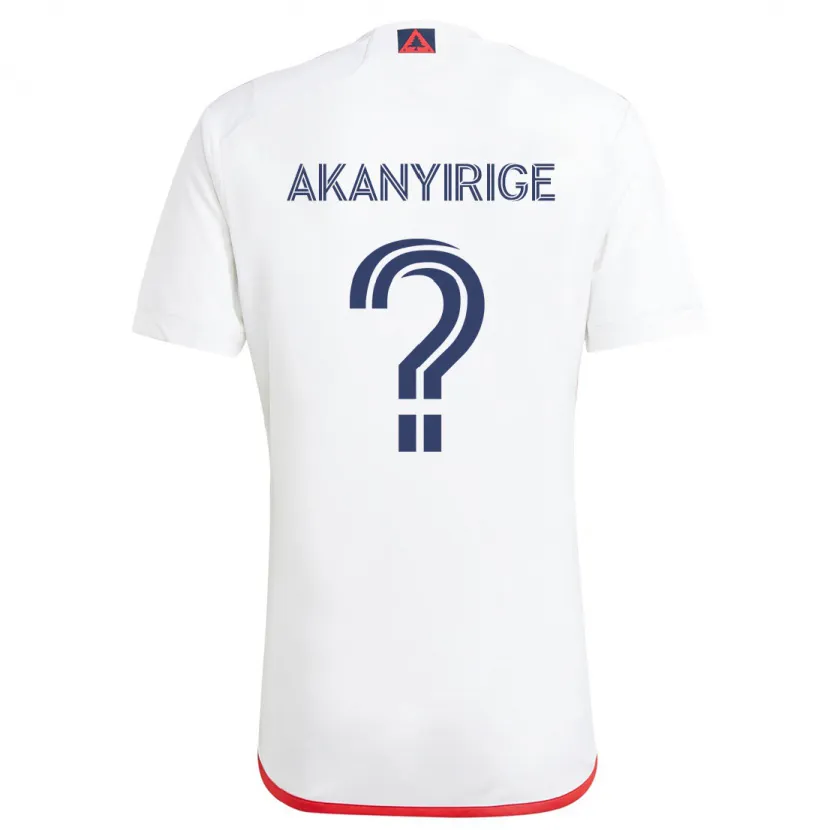 Danxen Niño Camiseta Jacob Akanyirige #0 Blanco Rojo 2ª Equipación 2024/25 La Camisa