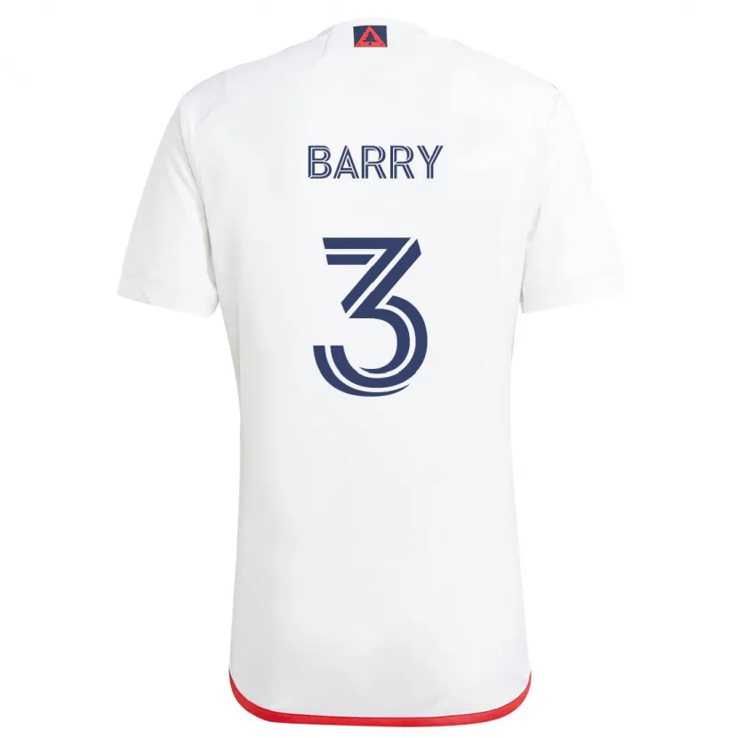 Danxen Niño Camiseta Hesron Barry #3 Blanco Rojo 2ª Equipación 2024/25 La Camisa