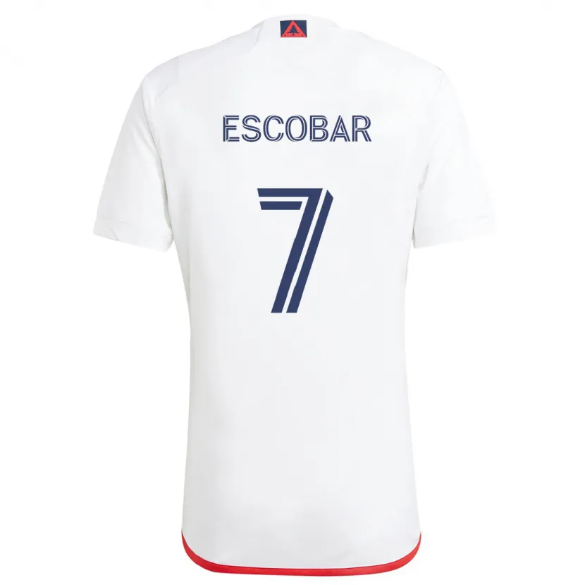 Danxen Niño Camiseta Olger Escobar #7 Blanco Rojo 2ª Equipación 2024/25 La Camisa