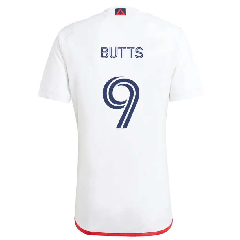 Danxen Niño Camiseta Liam Butts #9 Blanco Rojo 2ª Equipación 2024/25 La Camisa