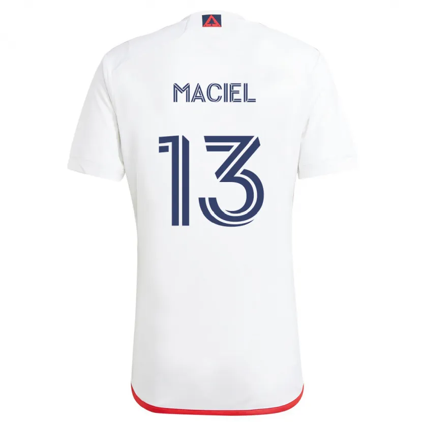 Danxen Niño Camiseta Maciel #13 Blanco Rojo 2ª Equipación 2024/25 La Camisa