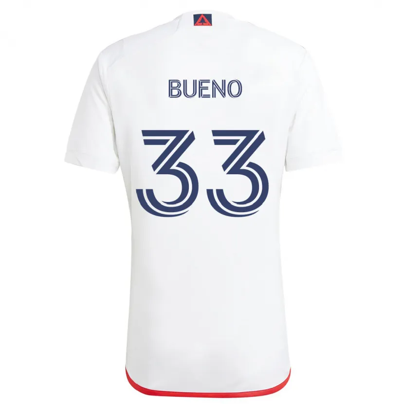 Danxen Niño Camiseta Brandonn Bueno #33 Blanco Rojo 2ª Equipación 2024/25 La Camisa