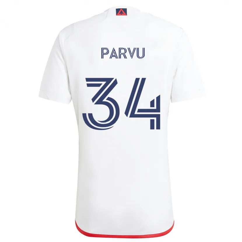 Danxen Niño Camiseta Alexandru Pârvu #34 Blanco Rojo 2ª Equipación 2024/25 La Camisa