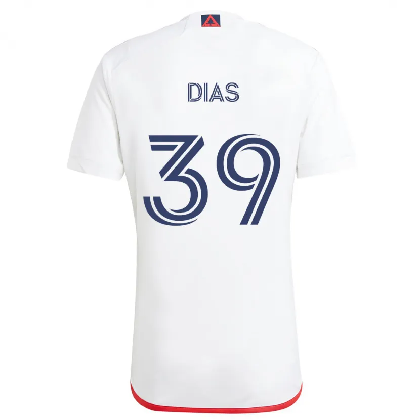 Danxen Niño Camiseta Marcos Dias #39 Blanco Rojo 2ª Equipación 2024/25 La Camisa