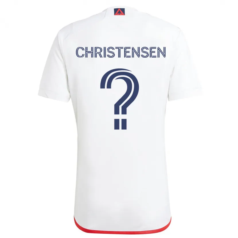 Danxen Niño Camiseta Kevin Christensen #0 Blanco Rojo 2ª Equipación 2024/25 La Camisa