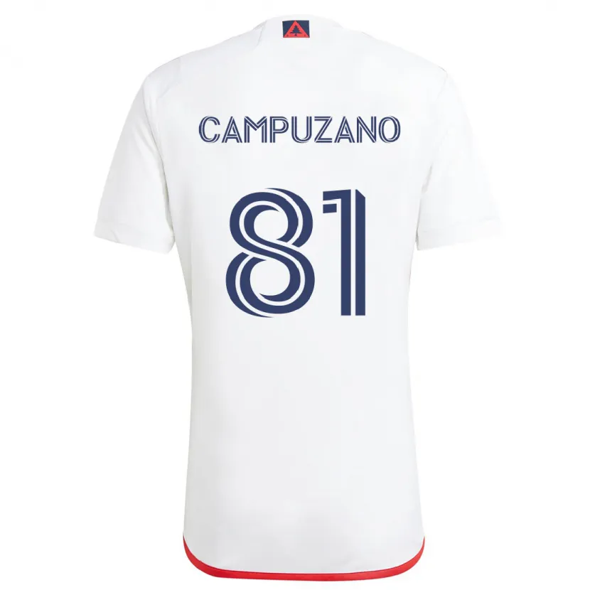 Danxen Niño Camiseta Nico Campuzano #81 Blanco Rojo 2ª Equipación 2024/25 La Camisa