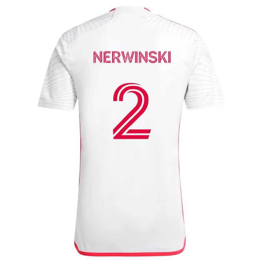 Danxen Niño Camiseta Jake Nerwinski #2 Blanco Rojo 2ª Equipación 2024/25 La Camisa