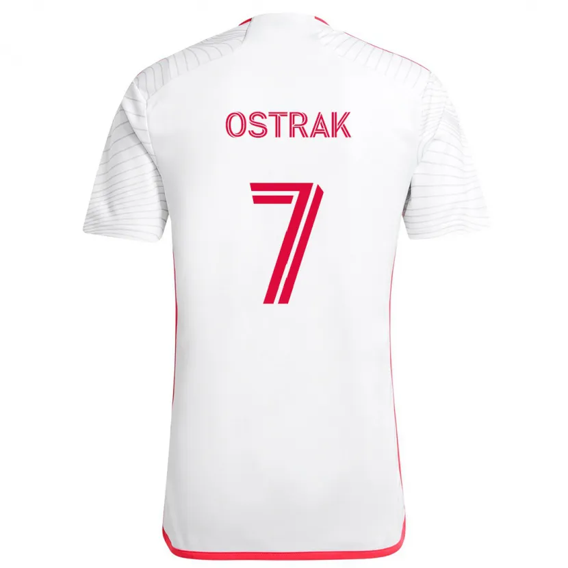 Danxen Niño Camiseta Tomás Ostrák #7 Blanco Rojo 2ª Equipación 2024/25 La Camisa