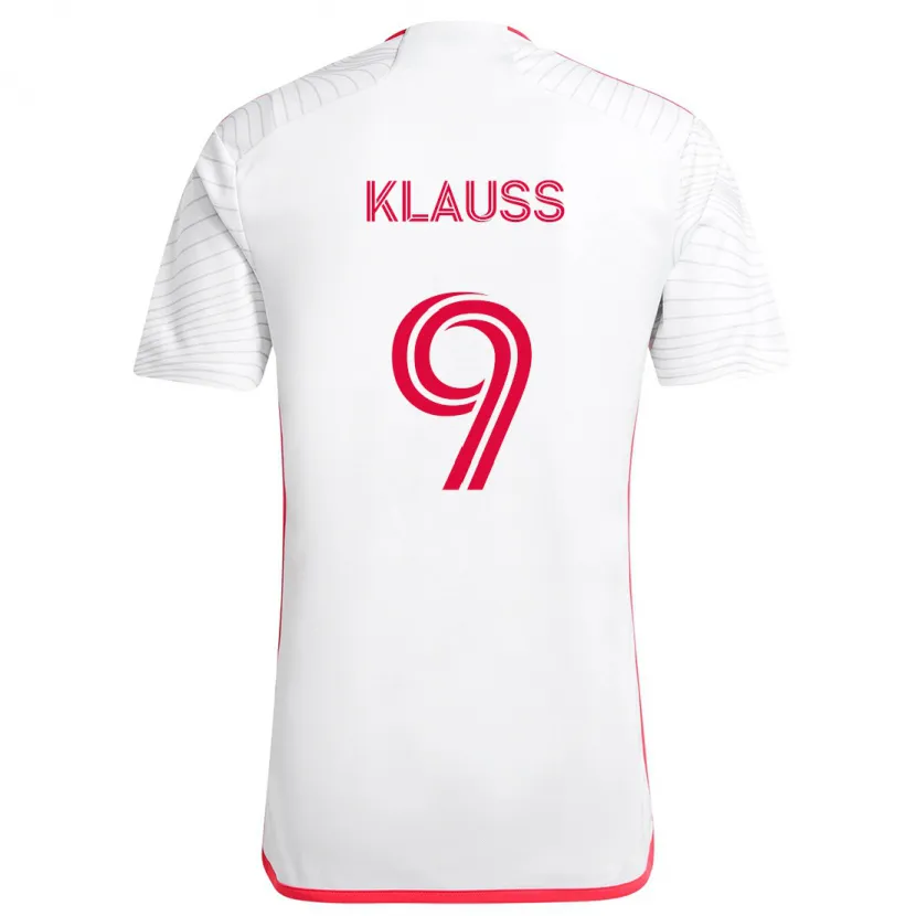 Danxen Niño Camiseta João Klauss #9 Blanco Rojo 2ª Equipación 2024/25 La Camisa