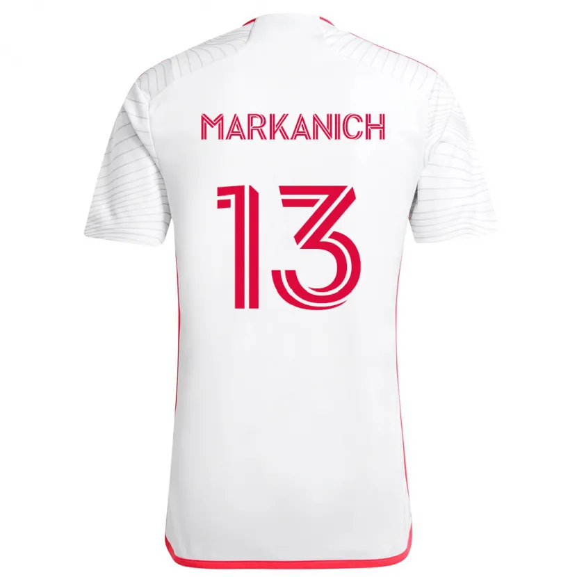 Danxen Niño Camiseta Anthony Markanich #13 Blanco Rojo 2ª Equipación 2024/25 La Camisa