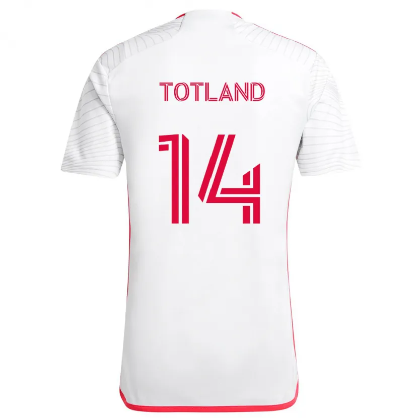 Danxen Niño Camiseta Tomas Totland #14 Blanco Rojo 2ª Equipación 2024/25 La Camisa