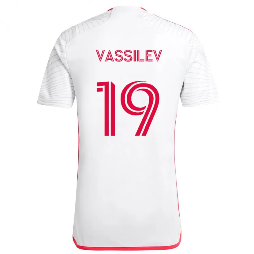 Danxen Niño Camiseta Indiana Vassilev #19 Blanco Rojo 2ª Equipación 2024/25 La Camisa