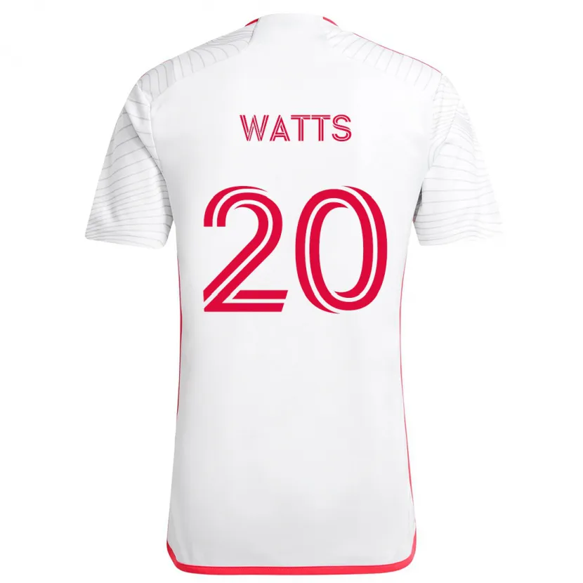 Danxen Niño Camiseta Akil Watts #20 Blanco Rojo 2ª Equipación 2024/25 La Camisa