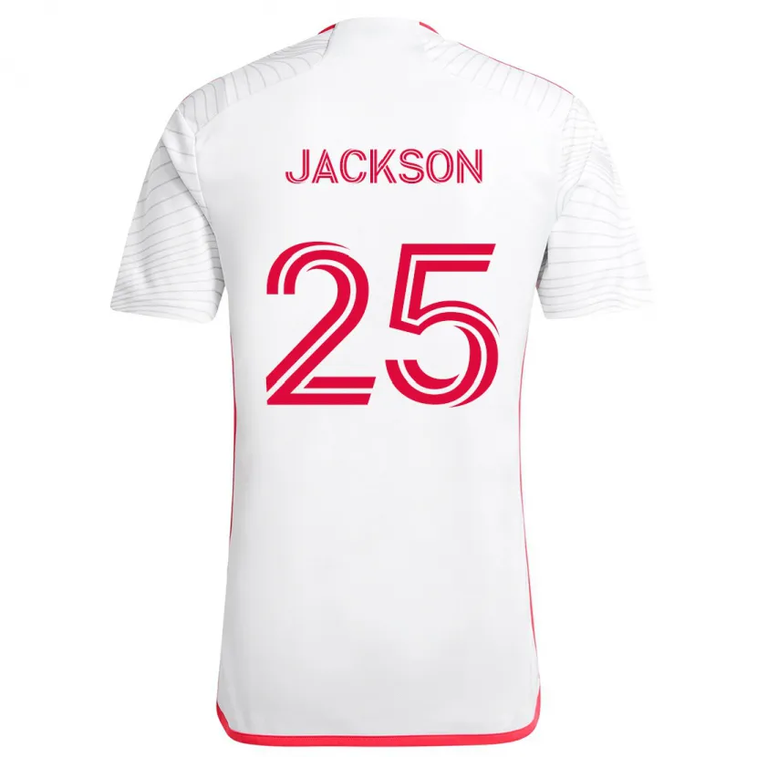 Danxen Niño Camiseta Aziel Jackson #25 Blanco Rojo 2ª Equipación 2024/25 La Camisa