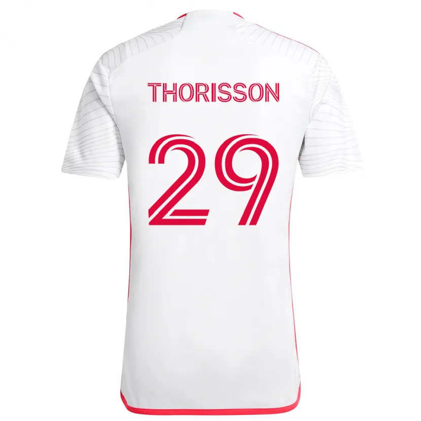 Danxen Niño Camiseta Nökkvi Thórisson #29 Blanco Rojo 2ª Equipación 2024/25 La Camisa