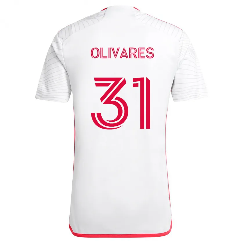 Danxen Niño Camiseta Christian Olivares #31 Blanco Rojo 2ª Equipación 2024/25 La Camisa