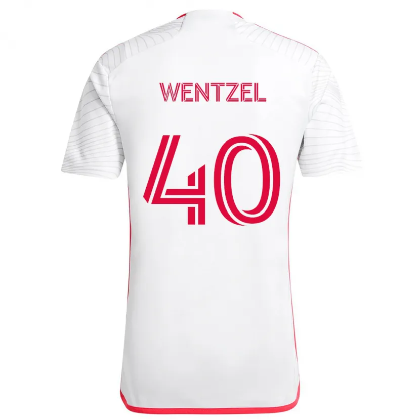 Danxen Niño Camiseta Michael Wentzel #40 Blanco Rojo 2ª Equipación 2024/25 La Camisa